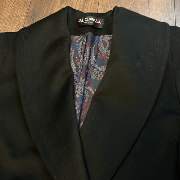 Alorna 100% woollong black coat with shoulder pads - Picture 4 of 14